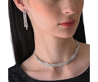 Sohi Women's Silver Embellished Twist Jewellery Set
