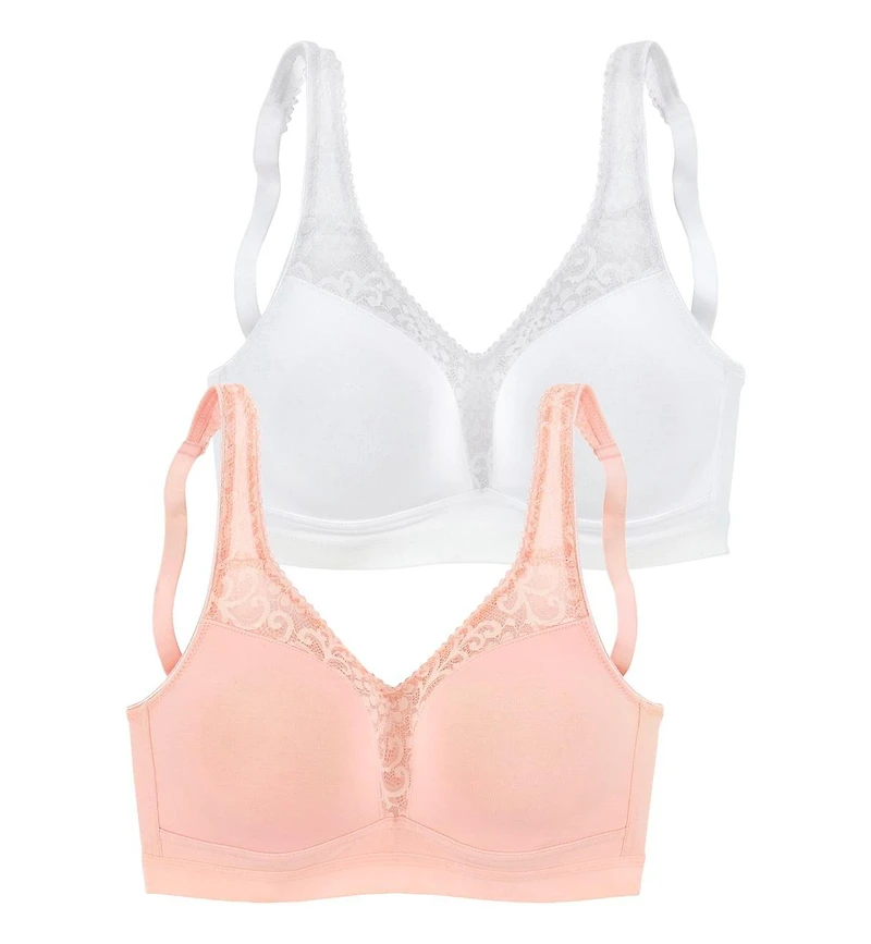 Lascana Women's 2 Pack Lace Wireless Bras