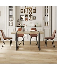 Maison Boucle 5-Piece Dining Set with Upholstered Chairs and Rectangular Wood Grain Mdf Table,Metal Frame for Small Dining Room