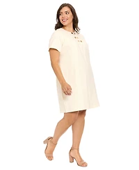 London Times Plus-Size Crewneck Shift Dress
