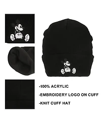 Disney Men's Mickey Mouse Embroidery Acrylic Knit Standard Cuff Beanie