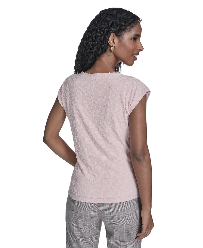 Tommy Hilfiger Women's Floral Clip Draped Crewneck Top