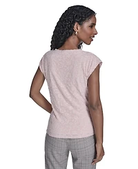 Tommy Hilfiger Women's Floral Clip Draped Crewneck Top