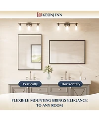 Keonjinn Inch Brushed Black Bathroom Vanity Mirror Metal Framed Over Sink Wall Mirror Horizontal/Vertical