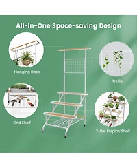 Sugift 4-Tier Hanging Plant Stand with Hanging Bar