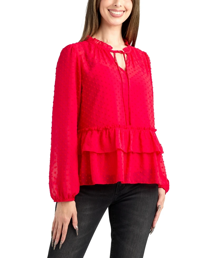 Bcx Junior's Heart Clip Long-Sleeve Top