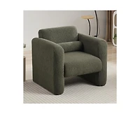 Modern Lambskin Chair Padded Reading Armchair with Pillow