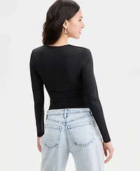 Bar Iii Women's Long-Sleeve Sweetheart-Neck Knit Top, Macy's Exclusive