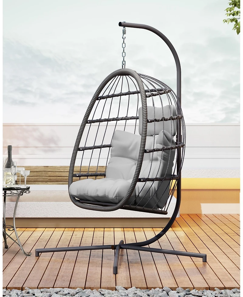 Vlsrka 3-Piece Outdoor Swivel Wicker Rocking Chair Set