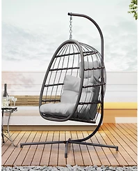 Vlsrka 3-Piece Outdoor Swivel Wicker Rocking Chair Set