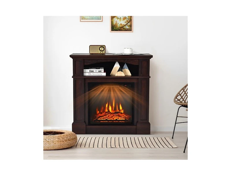 Sugift 18 Inch 1400W Electric Tv Stand Fireplace with Shelf