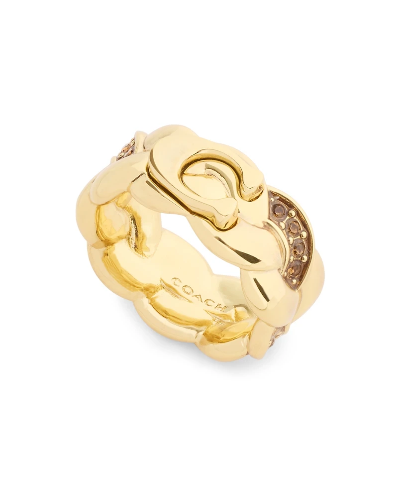 Coach Faux Stone Signature C Braided Band Ring