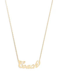 Coach Faux Stone Signature Name Plate Pendant Necklace
