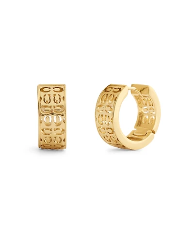 Coach Gold Signature Quilted Cut Out Huggie Earrings