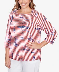 Ruby Rd. Plus Striped Sailboat Knit Top