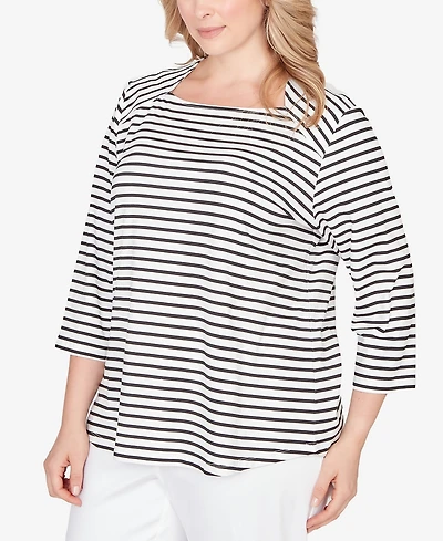 Ruby Rd. Plus Size Classic Marine Stripe Knit Top