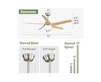 Sofucor 52-inch Modern Sand Nickel 5-Blade Tri-Color Dimming Ceiling Fan with Remote Control and Timing Function for Indoor