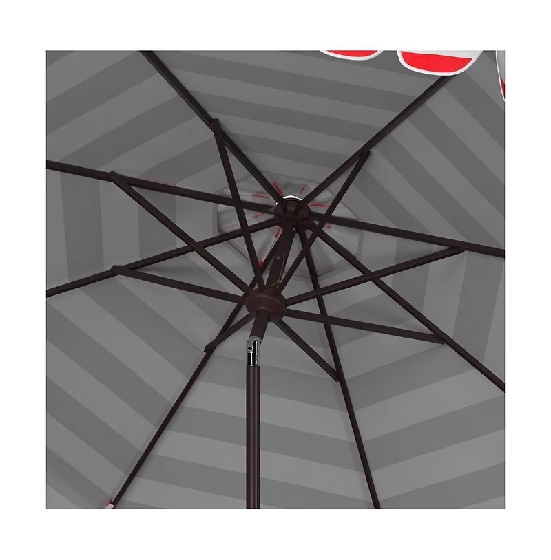 Safavieh Maui Single Scallop Striped 9Ft Crank Push Button Tilt Umbrella