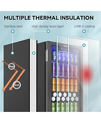 Euhomy 17.5" Single Zone 126 Cans 3.2 Cu.Ft. Beverage Cooler
