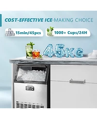 Euhomy 33-lb Ice Storage 100-lb Ice Per day Cubed Ice Maker with Scoop in Silver