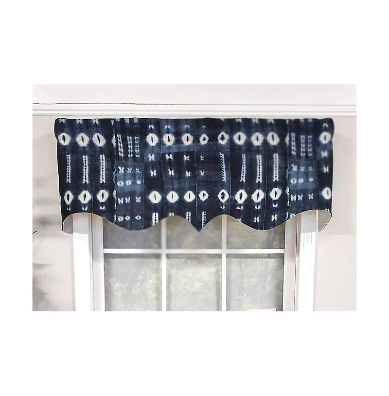 Rlf Home Modern Design Classic Pulsar Regal Style Window Valance 50" x 17" Indigo