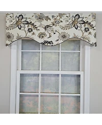 Rlf Home 100% Cotton Zanzibar Cornice With Poly/Cotton Ivory lining Rod Pocket Valance 50" x 17" Gray