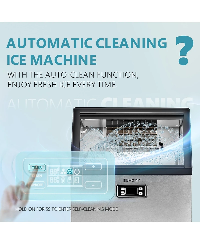 Euhomy Ice Maker with Auto Clean in Silver