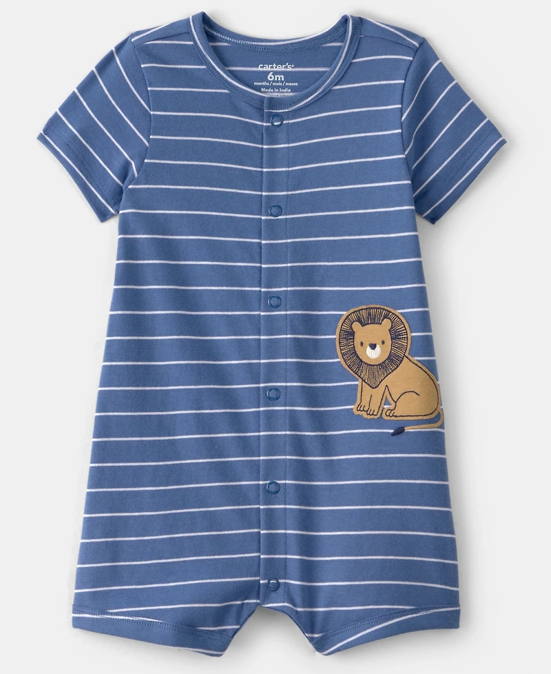 Carter's Baby Boys Striped and Lion Graphic Snap-Up Romper
