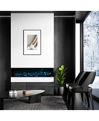 Mondawe 70" Tv Stand with 36" Electric Fireplace With Remote Control and Side Cabinet,White