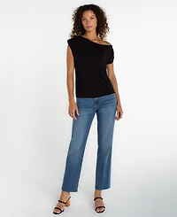 Liverpool Los Angeles Women's Short-Sleeve Asymmetrical Off-The-Shoulder Top