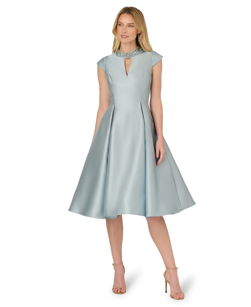 Adrianna Papell Women's Keyhole Mikado Midi Dress