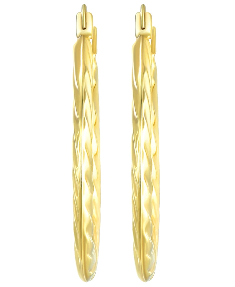Macy's Timeless Cable Oval Hoop Earrings in 10k Yellow Gold