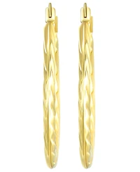 Macy's Timeless Cable Oval Hoop Earrings in 10k Yellow Gold