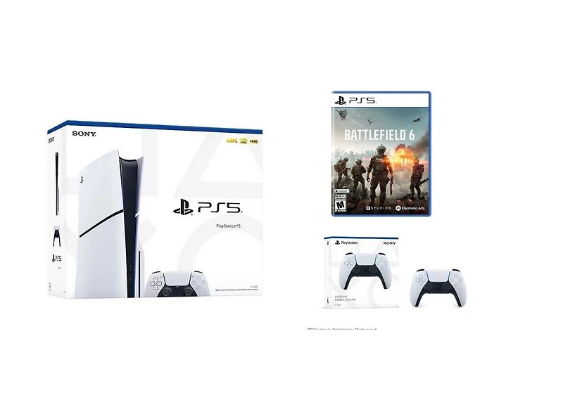 Sony PlayStation 5 Slim Console Bundle with and an extra PlayStation Dual Sense Controller & Battlefield 6