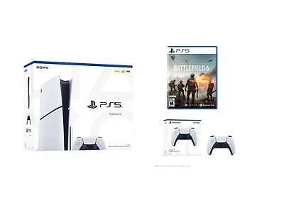 Sony PlayStation 5 Slim Console Bundle with and an extra PlayStation Dual Sense Controller & Battlefield 6