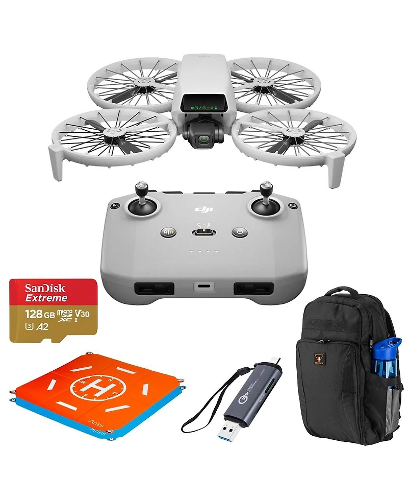 Dji Flip Drone with Rc-N3 Remote Controller + Backpack, Sd Card + Landing Pad, Card Reader