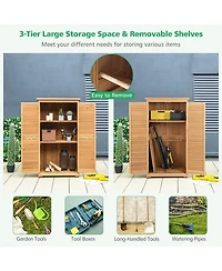 Sugift Outdoor Wooden Garden Tool Storage Cabinet