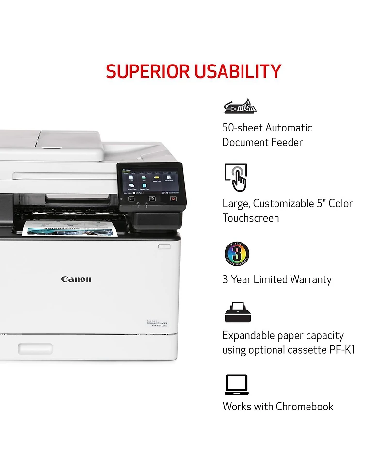 Canon Color imageCLASS MF751Cdw All-In-One Wireless Duplex Laser Printer