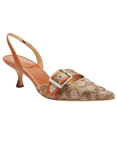 Coach Women's Margot Crystal Signature Jacquard Slingback Pumps