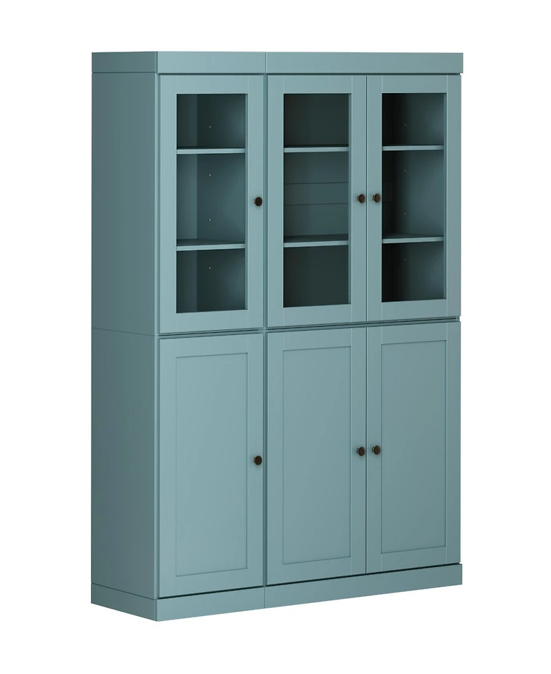 Palace Imports 100% Solid Wood 48.5" Pantry Cabinet with Clear Glass, Shaker Doors, 2-Drawers & Adjustable Shelves