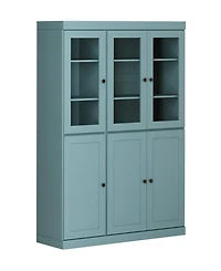 Palace Imports 100% Solid Wood 48.5" Pantry Cabinet with Clear Glass, Shaker Doors, 2-Drawers & Adjustable Shelves