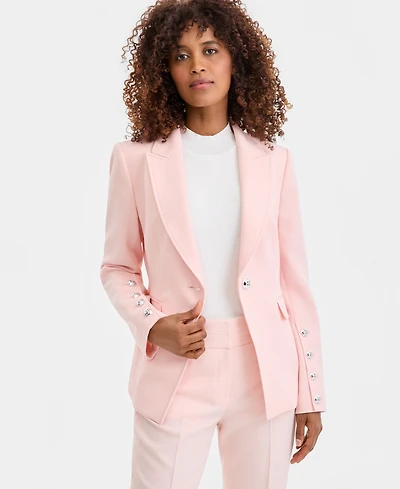 Tahari Asl Women's Twill One-Button Peak-Lapel Blazer