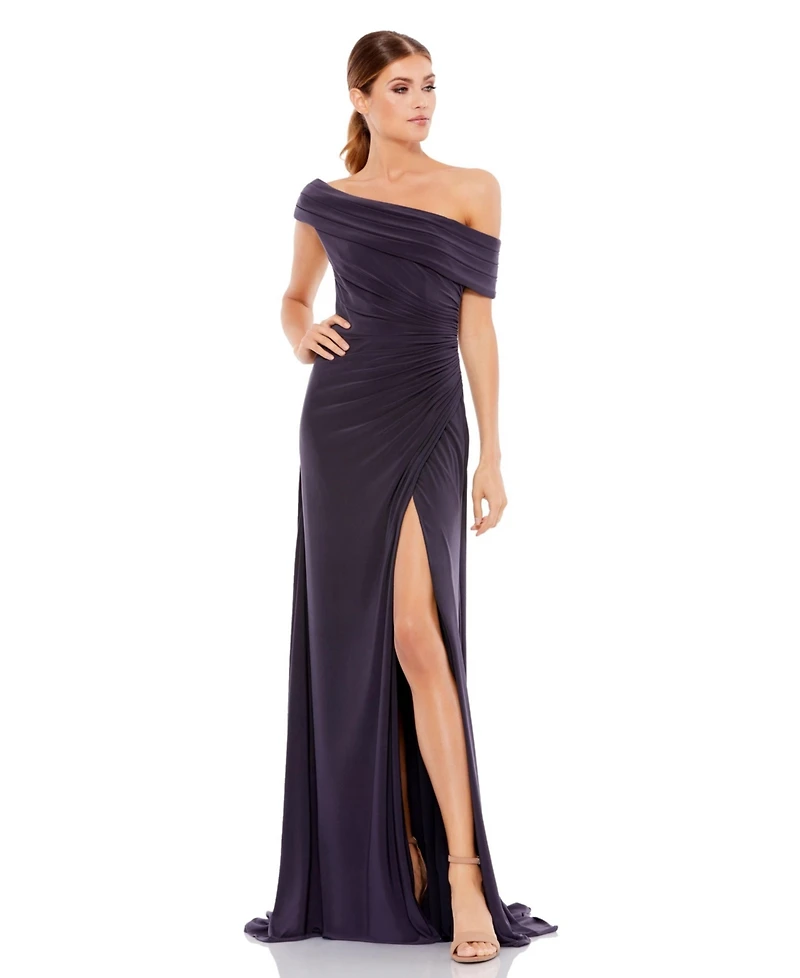 Mac Duggal Women's Foldover Off-the-Shoulder Slit Gown