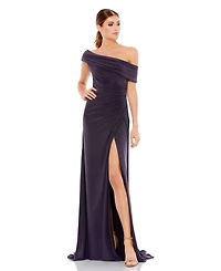 Mac Duggal Women's Foldover Off-the-Shoulder Slit Gown