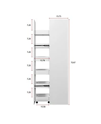 sumyeg Slim Rolling Storage Cart with Handle and Wheels, Wood Spice Rack, Pantry Organizer for Kitchen and Small Spaces
