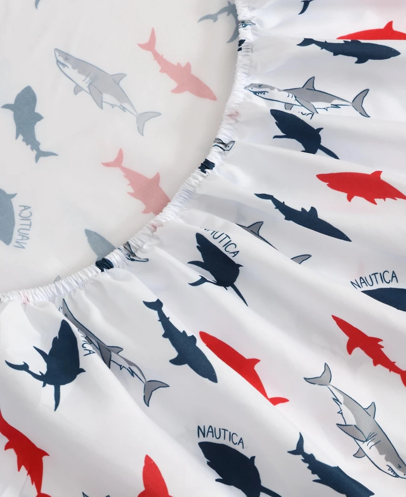 Nautica Branson Sharks Microfiber 3-Pc. Sheet Set, Twin Xl