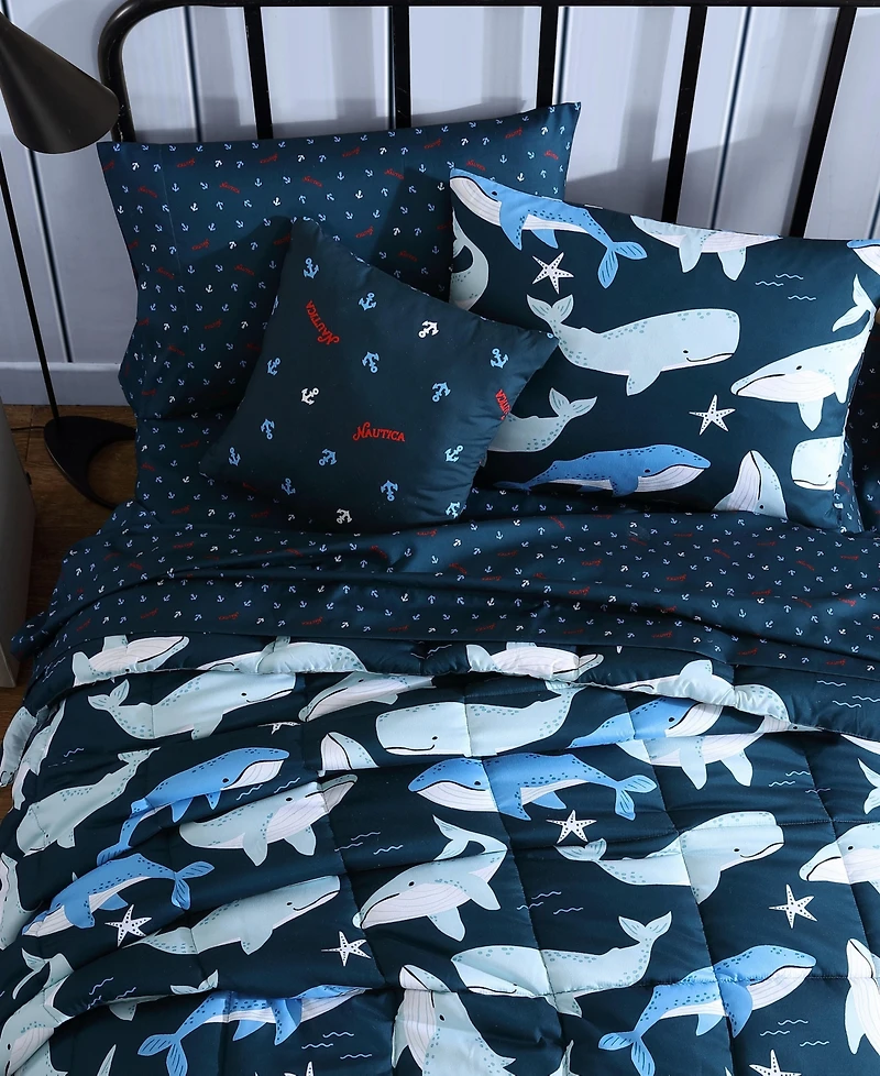 Nautica Finnian Whales Microfiber 4-Pc. Comforter Set, Full/Queen