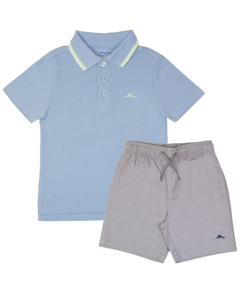 Tommy Bahama Big Boys 2 Piece Classic Polo Shirt and Shorts Back to School Set
