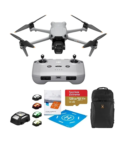 Dji Air 3S Drone with Rc-N3 Remote Controller, Bundle with 128GB Memory Card, Strobe Light, Landing Pad Pro and Backpack