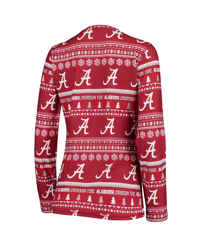 Concepts Sport Women's 2-Piece Crimson Alabama Tide Holiday Long Sleeve Top and Pants Sleep Set